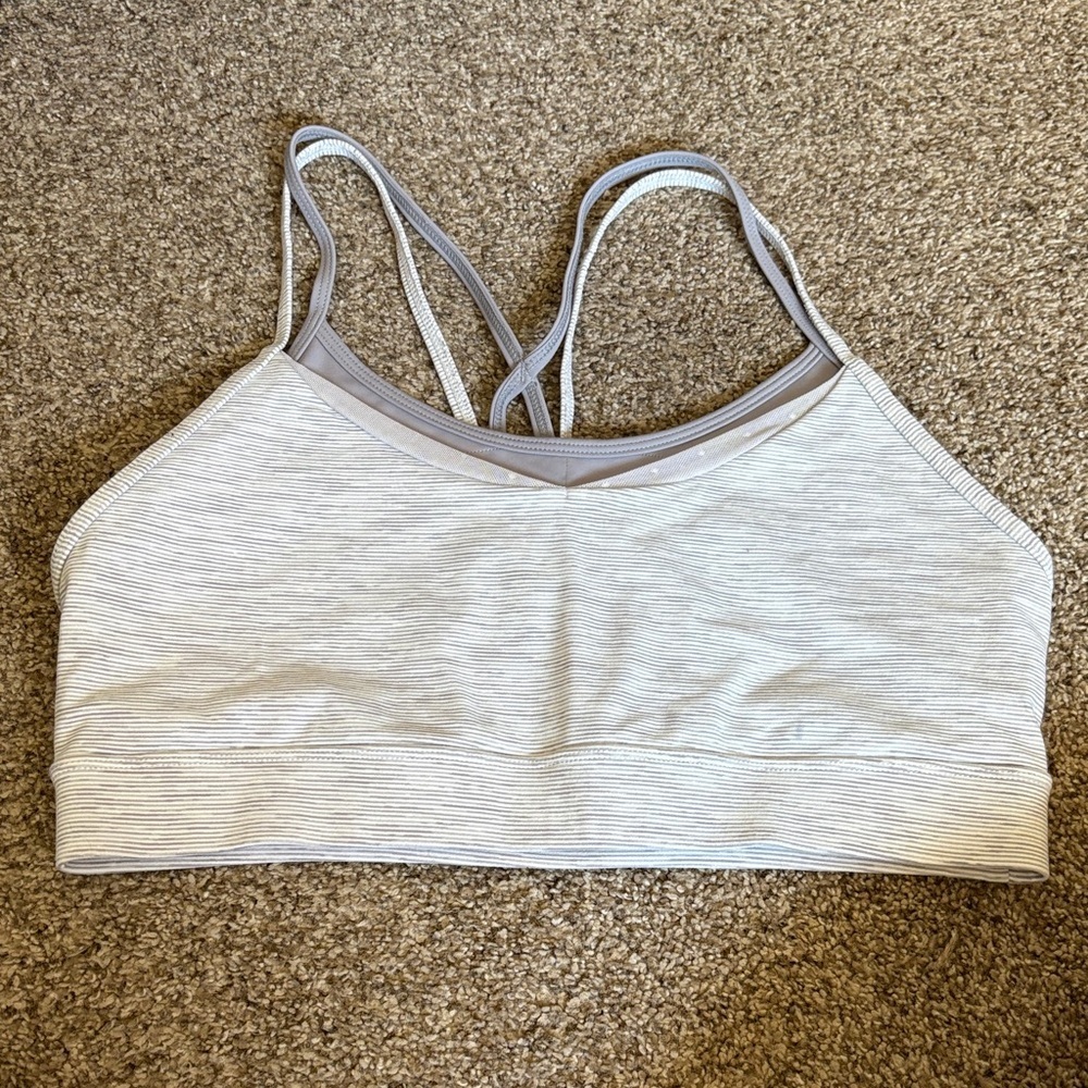 ZYIA Light Gray Striped Sports Bra
